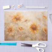 繊細でソフトなエレガントなひまわりの花のデコパージュ 薄葉紙 (クラフト)