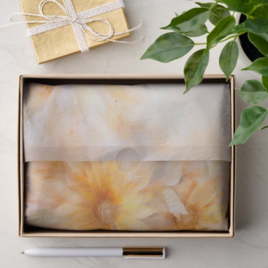 繊細でソフトなエレガントなひまわりの花のデコパージュ 薄葉紙 (ギフト)