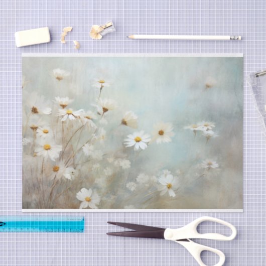 繊細でソフトなエレガントデイジー花模様の分離 薄葉紙 (クラフト)