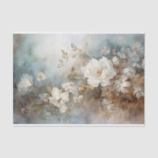 繊細でソフトな美しいエレガントな花のデコパージュ 薄葉紙 (正面)