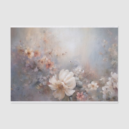 繊細でソフトな美しいエレガントな花のモチーフのデコパージュ 薄葉紙 (正面)