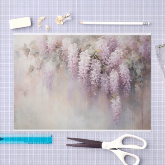 繊細でソフトな美しいエレガントな花のモチーフのデコパージュ 薄葉紙 (クラフト)