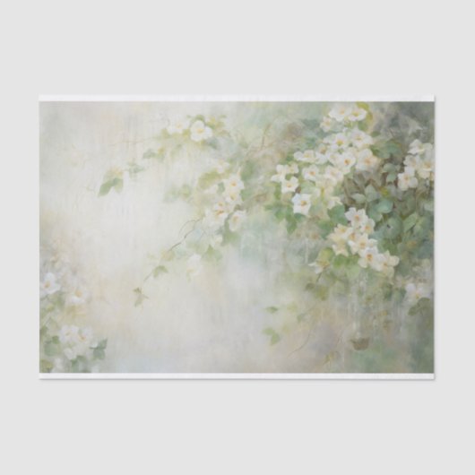 繊細でソフトな美しいエレガントな花のモチーフのデコパージュ 薄葉紙 (正面)