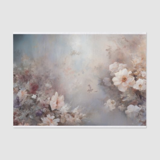 繊細でソフトな美しいエレガントな花のモチーフのデコパージュ 薄葉紙 (正面)