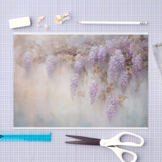 繊細でソフトな美しいエレガントな花のモチーフのデコパージュ 薄葉紙 (クラフト)