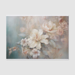 繊細でソフトな美しいエレガントな花のモチーフのデコパージュ 薄葉紙