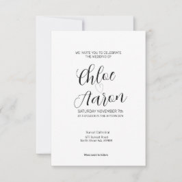 繊細でミニマルな書道ブラック&ホワイト 招待状