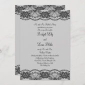 繊細でレースのよう結婚式招待状（灰色） 招待状 (正面/裏面)
