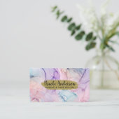 繊細で儚いパステルカラーの水彩ファンタジーグロム 名刺 (スタンド正面)