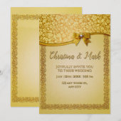 繊細で優雅なレトロアブストラクトフラワーと葉 招待状 (正面/裏面)