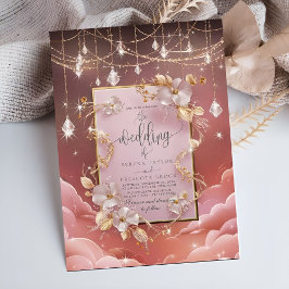 繊細で幻想的な雲と星のウェディング 招待状