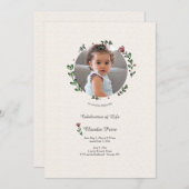 繊細なお祝いのLife Photo Card 招待状 (正面/裏面)