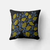 繊細なかわいらし青と黄色のレモンのつる植物 クッション (裏面)