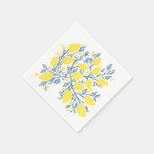 繊細なかわいらし青と黄色のレモンのつる植物 スタンダードカクテルナプキン (角)