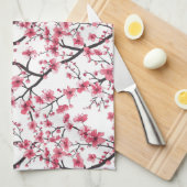 繊細なさくらんぼの花模様 キッチンタオル (四つ折り)