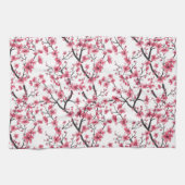 繊細なさくらんぼの花模様 キッチンタオル (横)