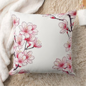 繊細なさくらんぼ縁どの花 – ピンクフローラ クッション (ブランケット)