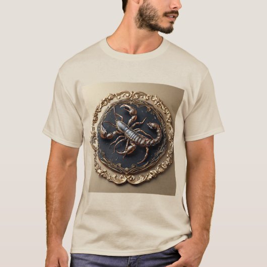繊細なさそりデザインと装飾的なアクセント Tシャツ (正面)