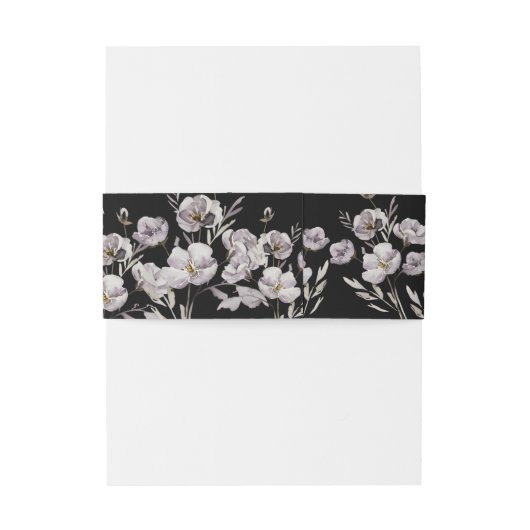 繊細なほこりっぽい紫の花水色、黒 招待状ベリーバンド (裏面例)