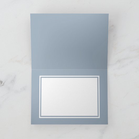 繊細なほこりっぽい離れブルーのモノグラ結婚ムの写真 招待状 (内部)