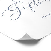 繊細なほこりっぽい青い結婚式のカードとギフトサイン ポスター (角)