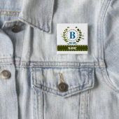 繊細なアイビーリースと弓の名前とモノグラムB 缶バッジ (インサイチュ)