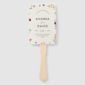 繊細なアイボリーの野生の花のスクリプト結婚式プログラム ハンドファン (正面)