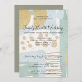 繊細なアクアモダン抽象芸術幾何学的アートイベント 招待状 (正面/裏面)