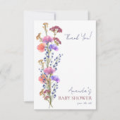 繊細なアクリルフローラブーケ赤ちゃんシャワー サンキューカード (正面)