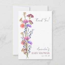 繊細なアクリルフローラブーケ赤ちゃんシャワー サンキューカード