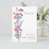 繊細なアクリルフローラブーケ赤ちゃんシャワー サンキューカード (スタンド正面)