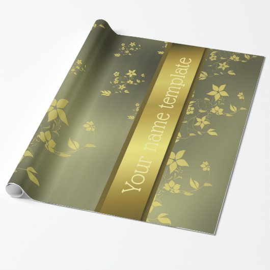 繊細なアジアの花名テンプレート紙 ラッピングペーパー (アンロールド)