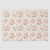 繊細なアンティーク |ソフトパステルピンクのローズデコップページ 薄葉紙 (正面)