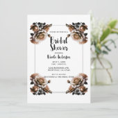 繊細なアンティーク ピンクのバラの ブライダルシャワー 招待状 (スタンド正面)