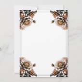 繊細なアンティーク ピンクのバラの ブライダルシャワー 招待状 (裏面)