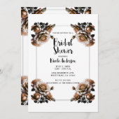 繊細なアンティーク ピンクのバラの ブライダルシャワー 招待状 (正面/裏面)
