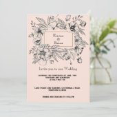 繊細なアンティーク フローラル フレーム 招待状 (スタンド正面)