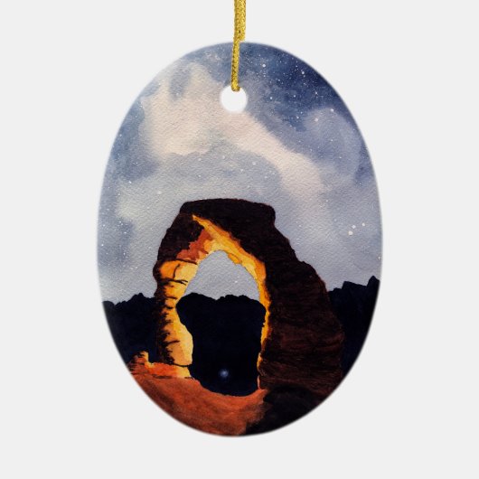 繊細なアーチウォーター絵を描カラーのカスタマイズ セラミックオーナメント (正面)