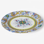 繊細なイタリア デルタ モチーフ 花柄パターン ペーパープレート (アングル)