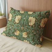 繊細なインペネルグリーン&クリームパターンモリス 枕カバー