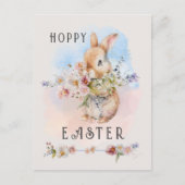 繊細なイースターベイビーバニー花束 インビテーションポストカード (正面)