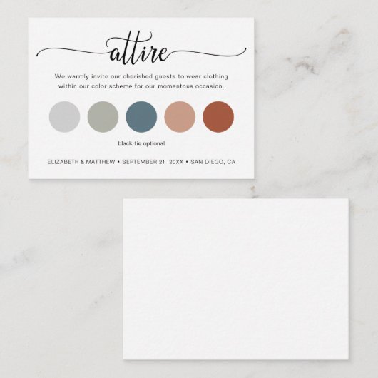 繊細なウェディングカラードレスコード挿入 エンクロージャーカード (正面/裏面)