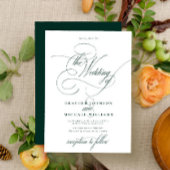 繊細なエメラルドグリーンモダン書道クラシック 招待状