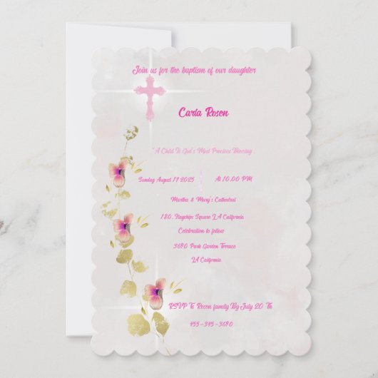 繊細なエレガンスのアクリルバプテスマの招待 招待状 (正面)