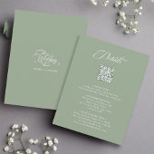 繊細なエレガントな結婚式の詳細 サググリーン エンクロージャーカード