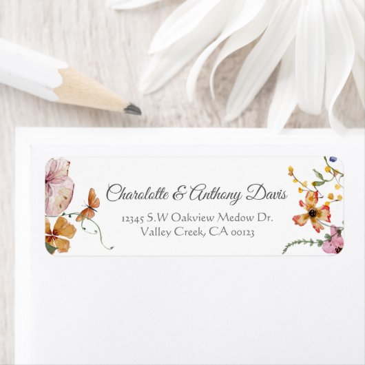 繊細なエレガントフローラ秘密庭園の結婚式 ラベル (インサイチュ)