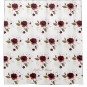 繊細なエレガントブルゴーニュ金ゴールド花モノグラム シャワーカーテン (正面)