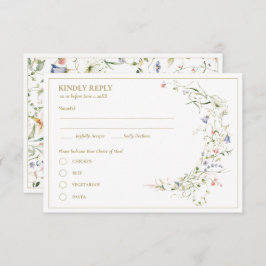 繊細なエレガント水彩野草RSVP エンクロージャーカード
