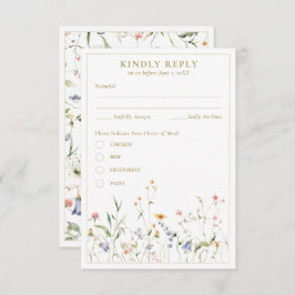 繊細なエレガント水彩野草RSVP エンクロージャーカード