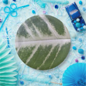 繊細なエレガント白い線を持つ9インチグリーンリーフ ペーパープレート (パーティー)